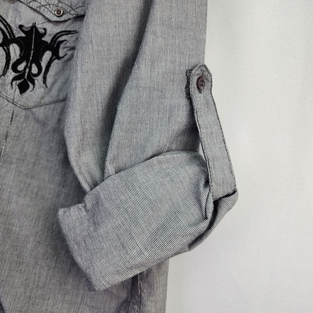 Ocho Shirt Men XLARGE Button Up Black White Cotton Western Embroidery Cowboy Fal - Picture 9 of 16